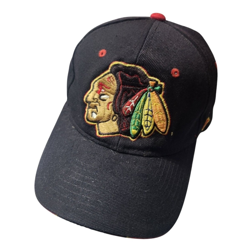 Zephyr Chicago Blackhawks NHL Hat Black Red‎ Wool Blend Adjustable Cap Mens